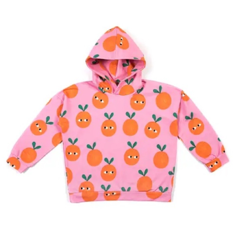 Don't Grow Up Organic Cotton Kids Hoodie Oranges on Pink Face Print Poland